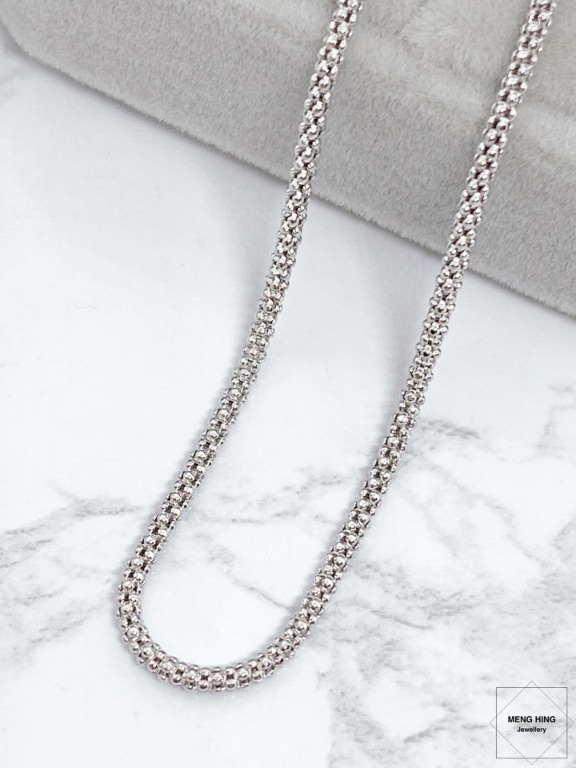 White gold popcorn top chain