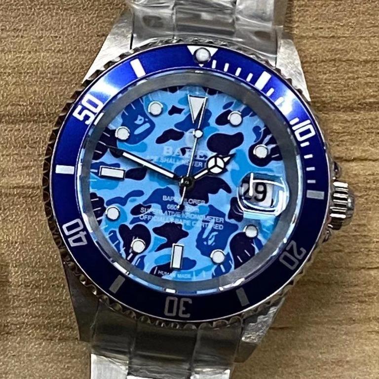 A Bathing Ape 日本潮牌安逸猿bapex T001系列勞力士款式藍圈藍彩面白鋼帶自動機械男表 Lbl0478 名牌 時尚 Carousell