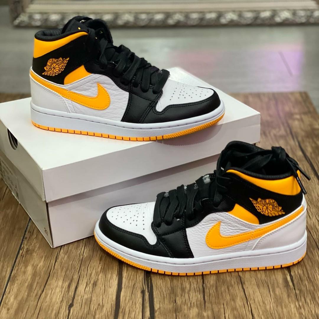 Air jordan 1 mid orange black hotsell