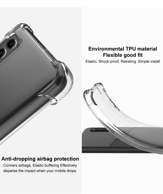 Asus ROG Phone 3 ZS661KS Imak Shock Resistant Case Full Coverage Casing Air Bag Corner Drop Proof Impact TPU Matte Black Metal Clear Transparent