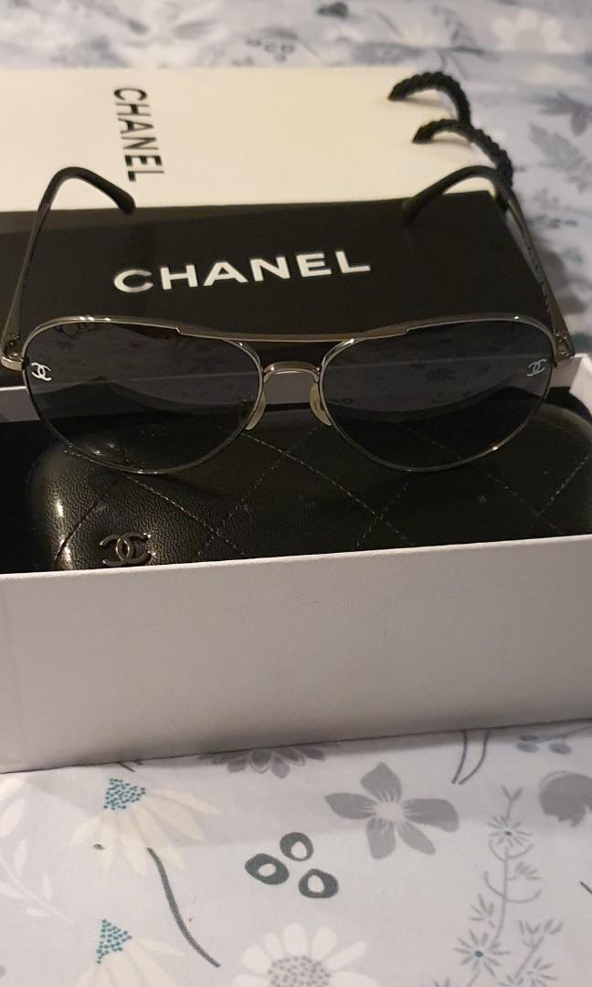 Sunglasses: Pilot Sunglasses, titanium & calfskin — Fashion | CHANEL