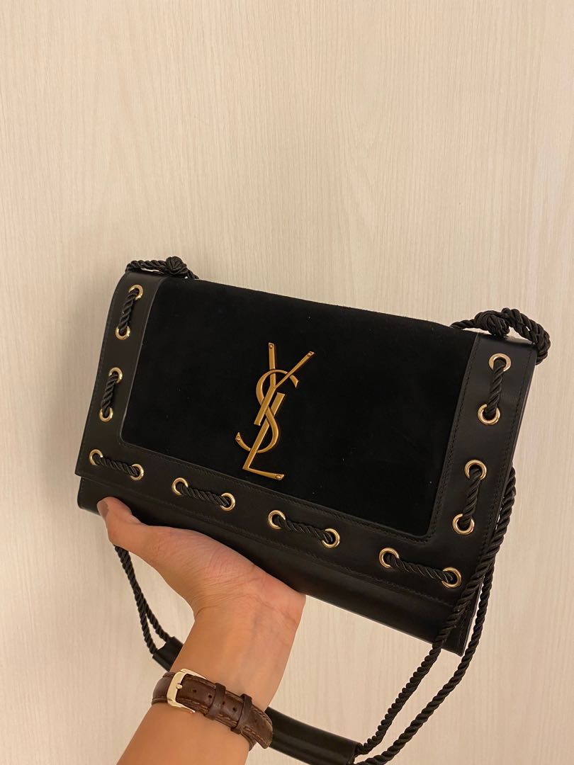 Saint Laurent Kate Reversible Leather Shoulder Bag Noir