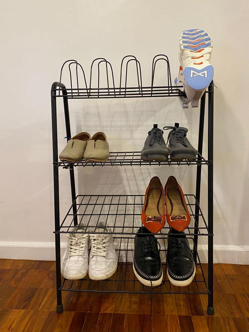 stainless steel shoe racks on Black Metal Shoe Rack Fits 15 Pairs Shoes And Bag Not Included Furniture Home Living Furniture Shelves Cabinets Racks On Carousell