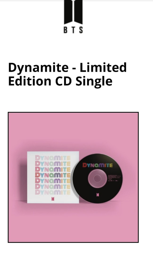 BTS Dynamite CD (limited ed), Hobbies & Toys, Memorabilia