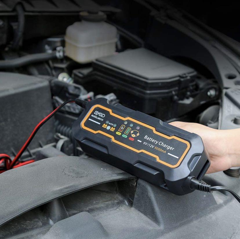 BYGD Smart Car Battery Charger 12V/6V 5A Car Battery Charger Maintainer