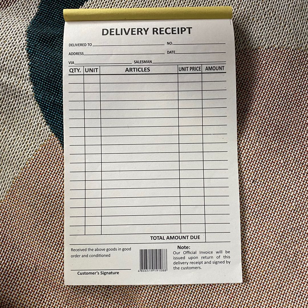 Delivery Receipt, Hobbies & Toys, Stationary & Craft, Craft Supplies