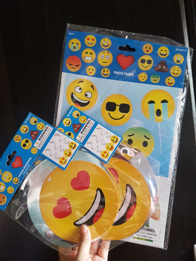 Emoji hanging party decor + photo props, Furniture & Home Living, Home
