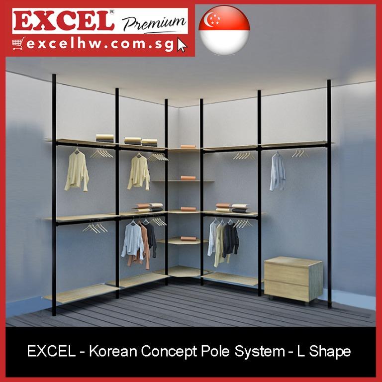excel korean concept pole system l shape furniture home living furniture other home furniture on carousell