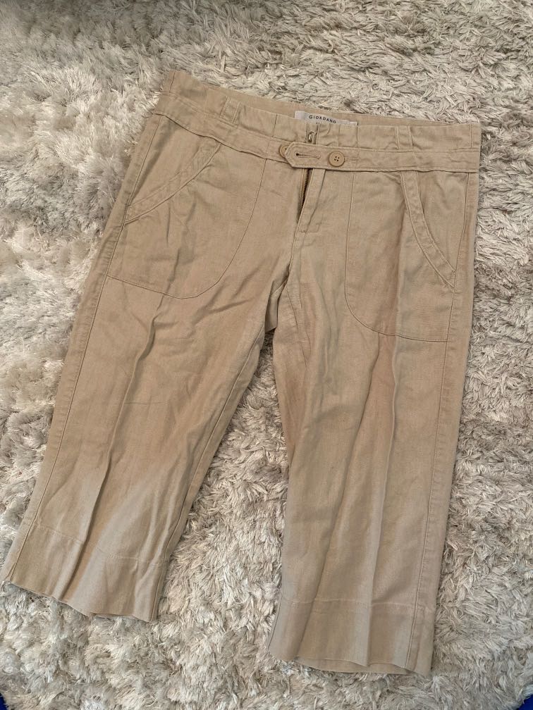 Giordano Linen Cropped Pants, Women's 