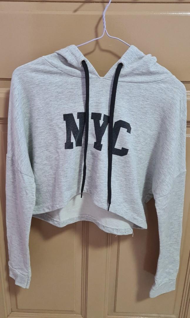 crop top grey hoodie