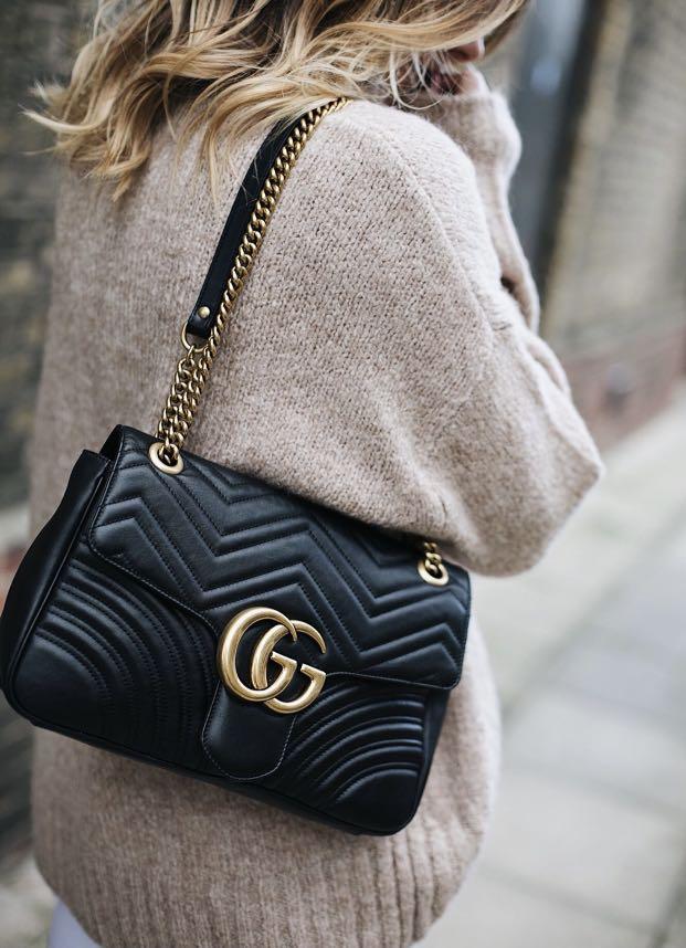 Gucci marmont medium best sale black