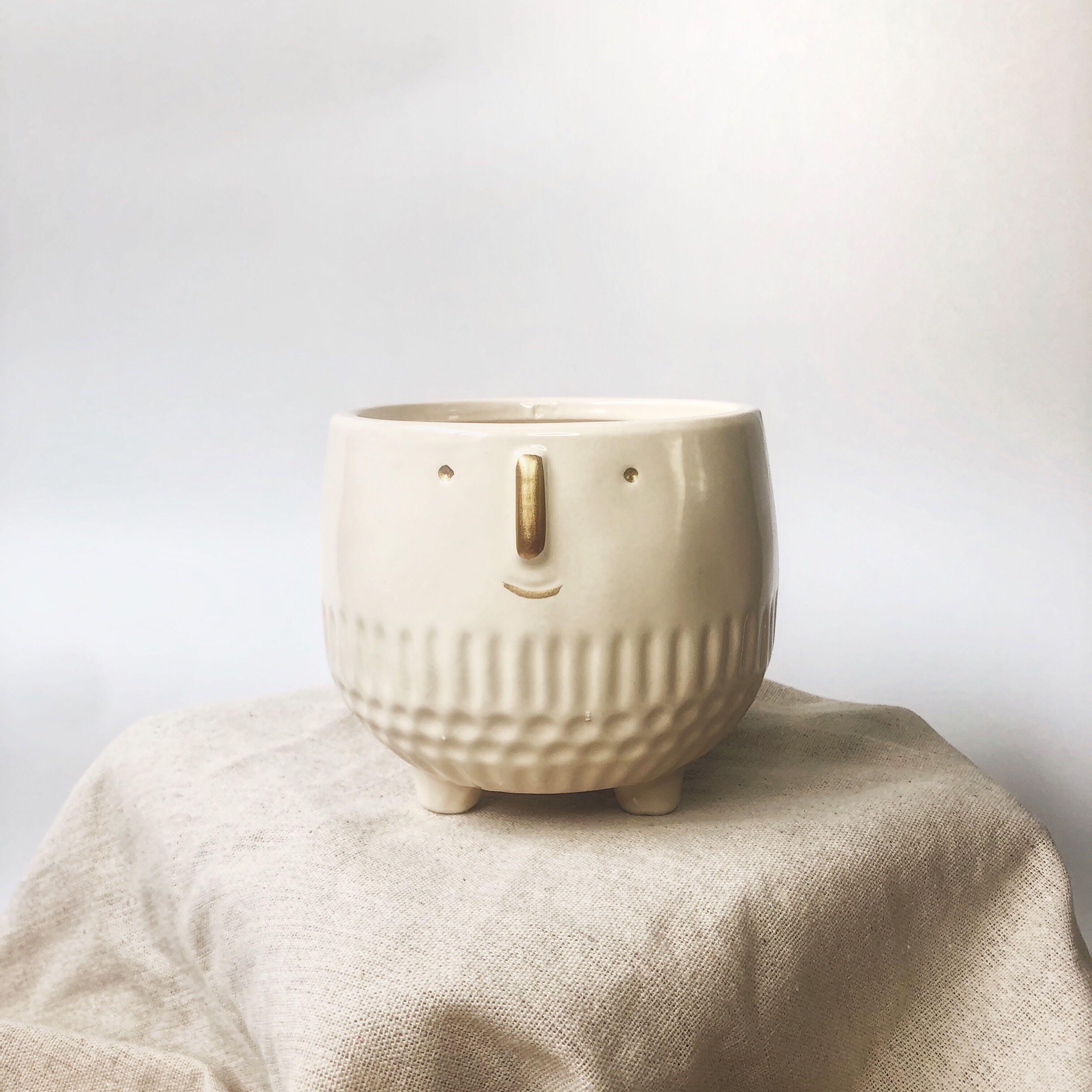 Ins Nordic Face Style Cute Ceramic Planter Garden Flower Plant Pot With Drainage Hole Gardening Pots Planters On Carousell