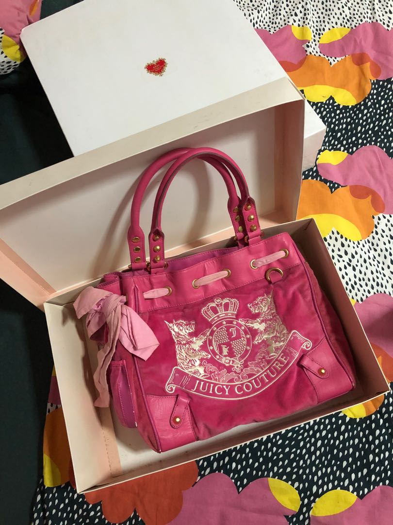Juicy Couture Bordeaux Red Velour Shoulder Bag Purse Handbag Gold Signed  Tag | eBay