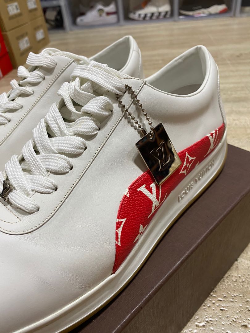 LV supreme sneakers white monogram, Men's Fashion, Footwear