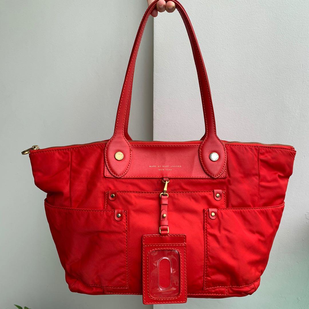 Marc By Marc Jacobs Preppy Nylon East West Tote Bag Red Luxury