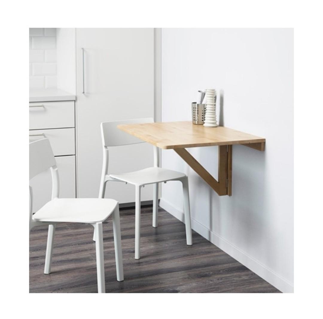 Ikea Norbo Wall Mounted Drop Leaf Table Home Furniture Furniture On Carousell You save space when the table is not being used as it can be folded away.solid wood is a hardwearing natural material.