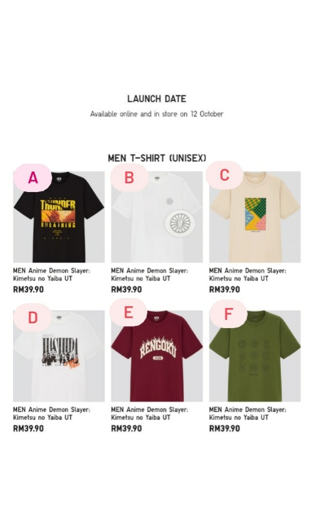 Official Uniqlo Manga Ut Demon Slayer Kimetsu No Yaiba Men S Fashion Clothes Tops On Carousell
