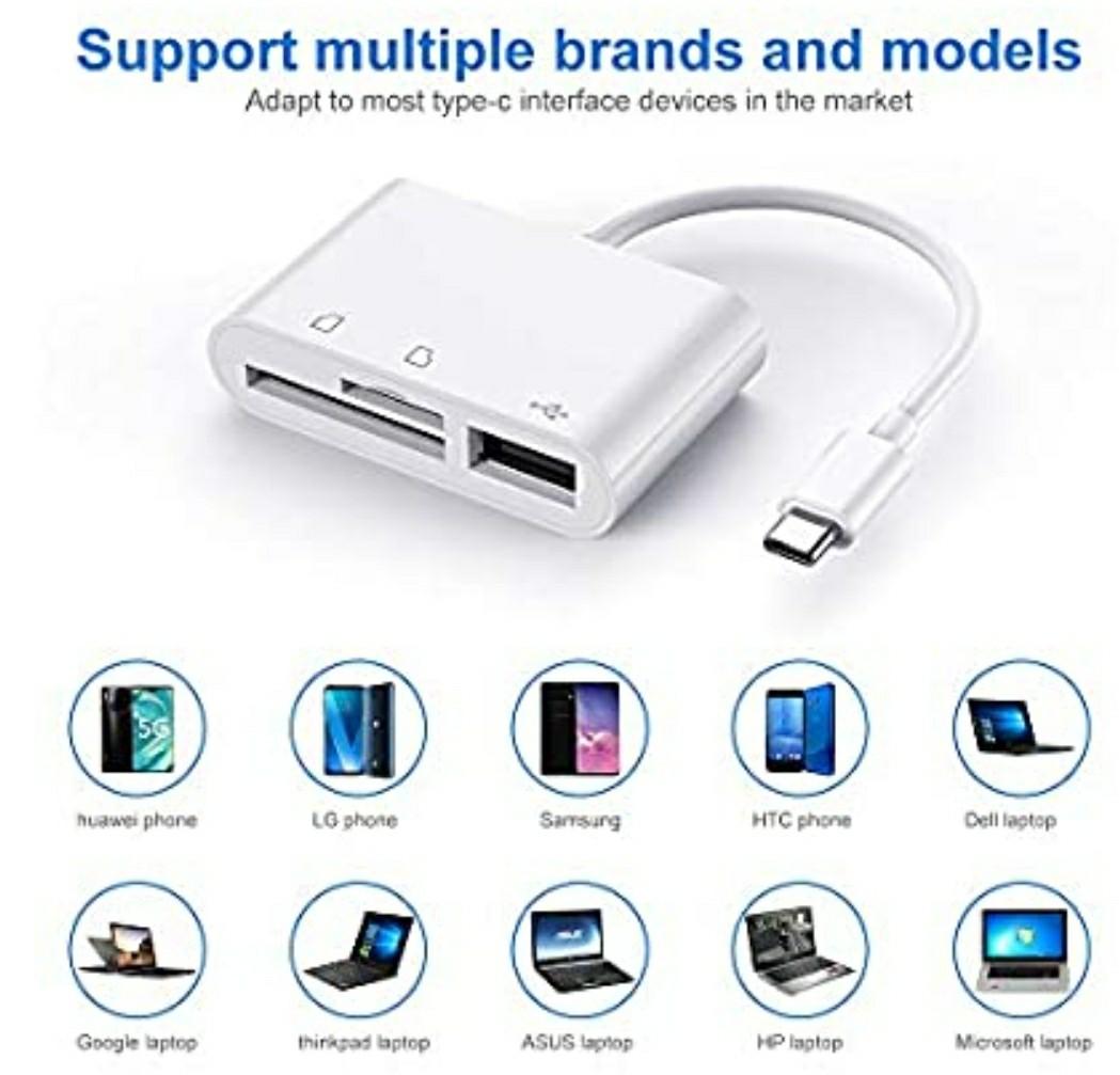 Raycue USB C to SD Card Reader, Type C Micro SD/TF Card Reader Adapter, 3
