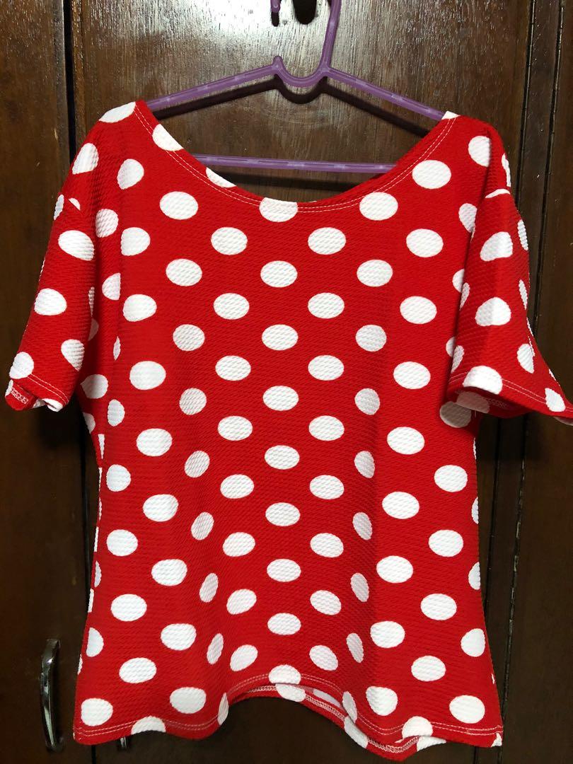 red and white spotty shirt