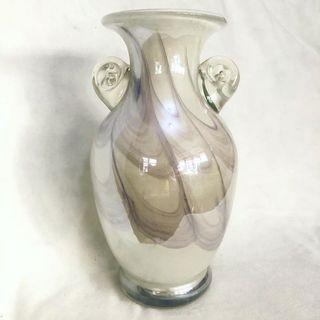 Silver and Violet Blown Glass Vase