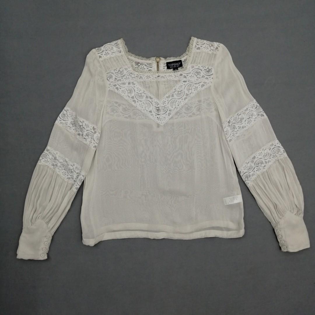 Top Shop Light Gray Long Sleeve Sheer Top Women S Fashion Clothes Tops On Carousell While the material is very light and stretchy, it is not sheer. carousell