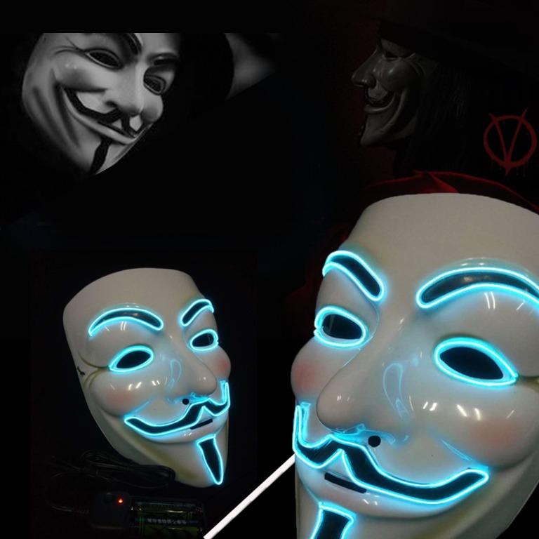 V殺發光面具 [觀塘 駱駝漆現貨 ] V for Vendetta Mask lighting 萬聖節 面具 Halloween mask ...