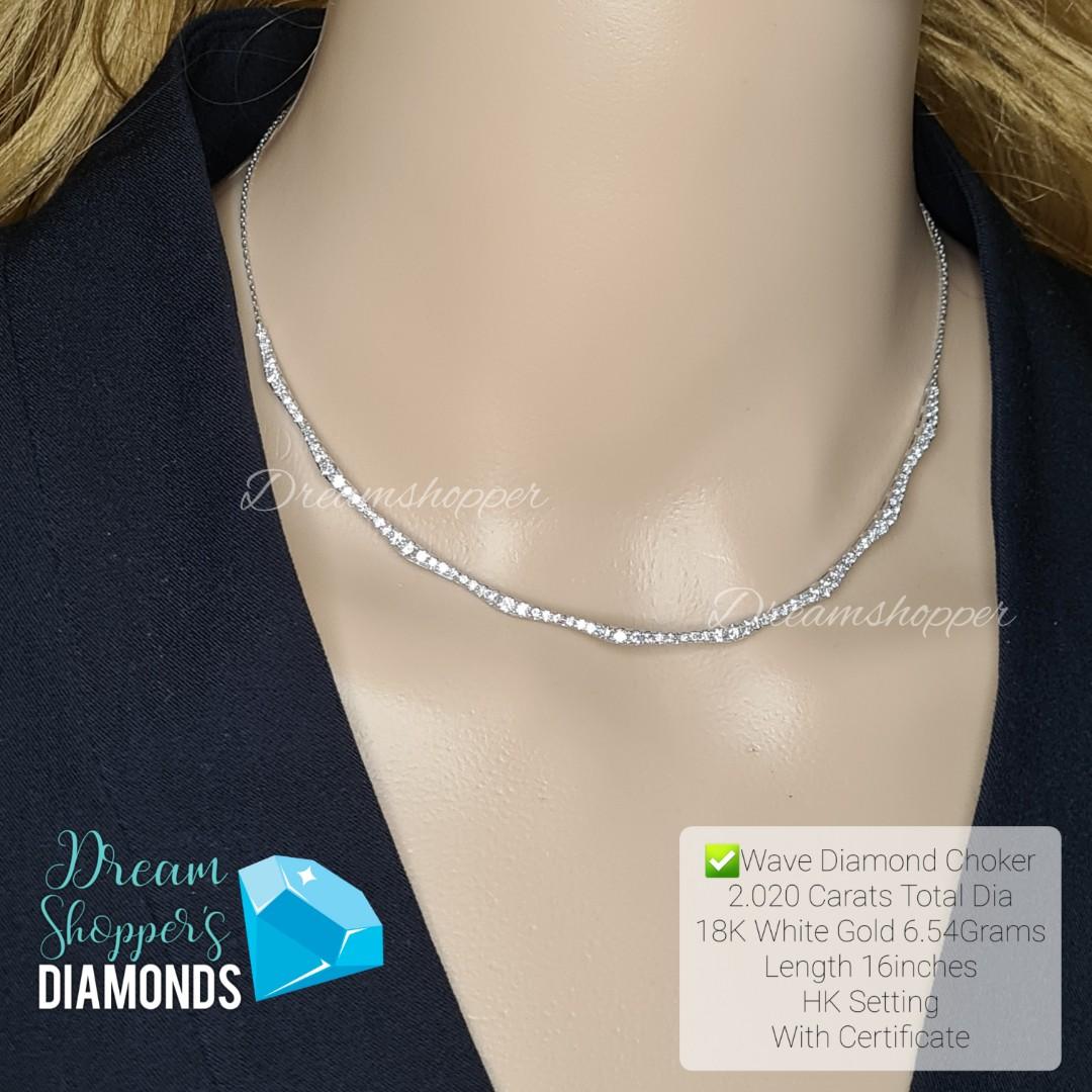 Wave diamond encrusted choker necklace 
