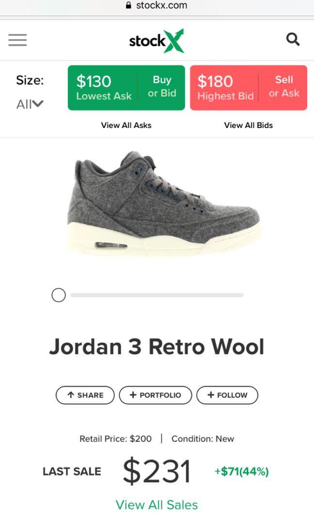 Air Jordan 3 Retro Wool Men s Fashion Footwear Sneakers on