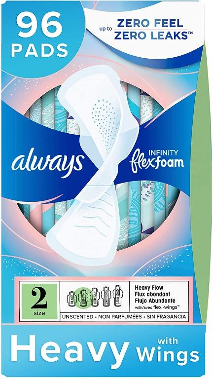 Always Infinity Feminine Pads for Women, Size 5, Extra Heavy Overnight  Absorbency, with Wings, Unscented, 22 Count - Pack of 6 (132 Count Total)