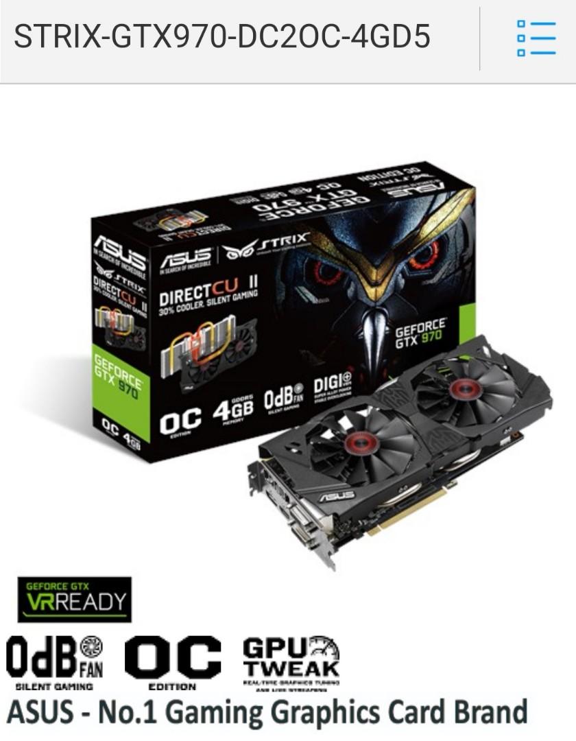 ASUS Gigabyte Strix GTX-970, GPU, Card, Computers & Tech, & Accessories, Networking on Carousell