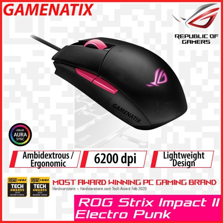 Asus Rog Strix Impact Ii Electro Punk Gaming Mouse Electronics Computer Parts Accessories On Carousell