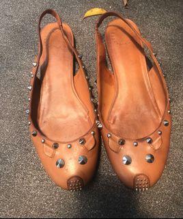 AUTHENTIC ‼️ MARC JACOBS FLAT SLING STUDDED  SHOES TAN 39