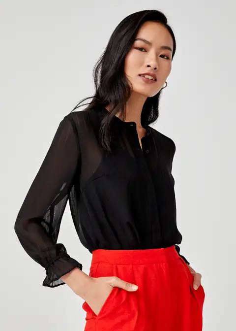 sheer button down