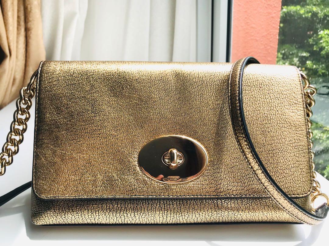 Gold coach clearance crossbody bag