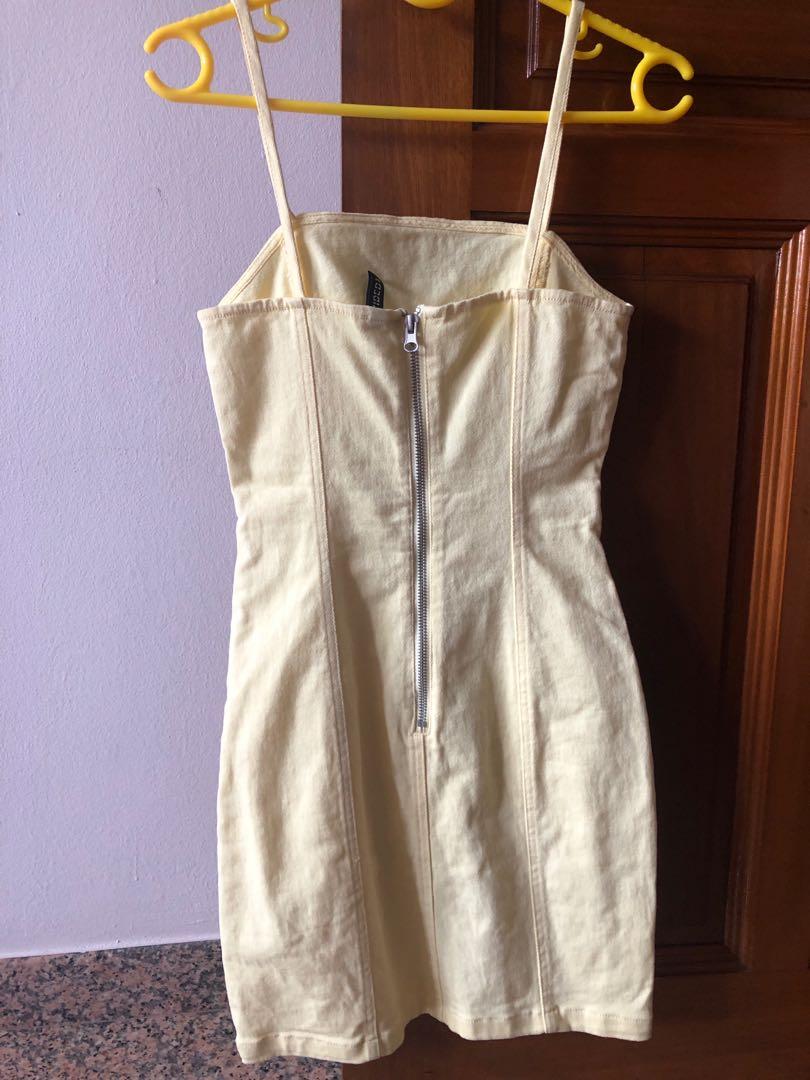 H M yellow denim dress Women s Fashion Dresses Sets Dresses on Carousell
