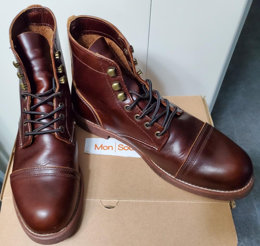 Mon Soulier Men s Leather Boots us9 oil resisting sole