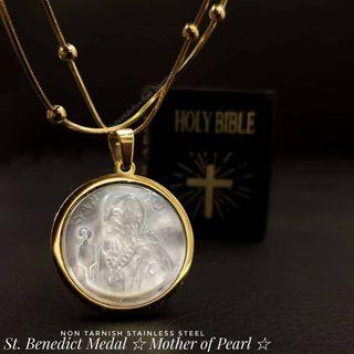 Mother of Pearl St Benedict Back to Back Medallion - No Fading