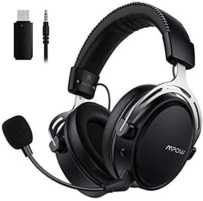 Mpow BH415a Air I Wireless Gaming Headset PS4 Headset with Double Chamber Drivers Detachable Noise Cancelling Microphone Memory Foam Gaming