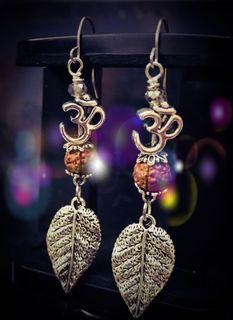 Om Rudraksha (5 Mukhi) Earrings (Handmade)