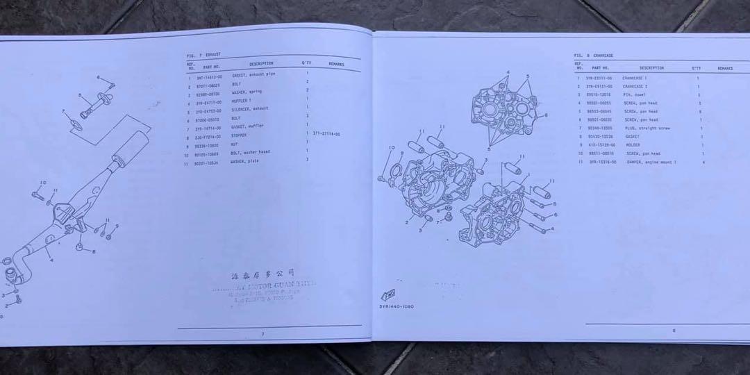 Part Catalog Yamaha SS110 (3YR), Everything Else, Others on Carousell