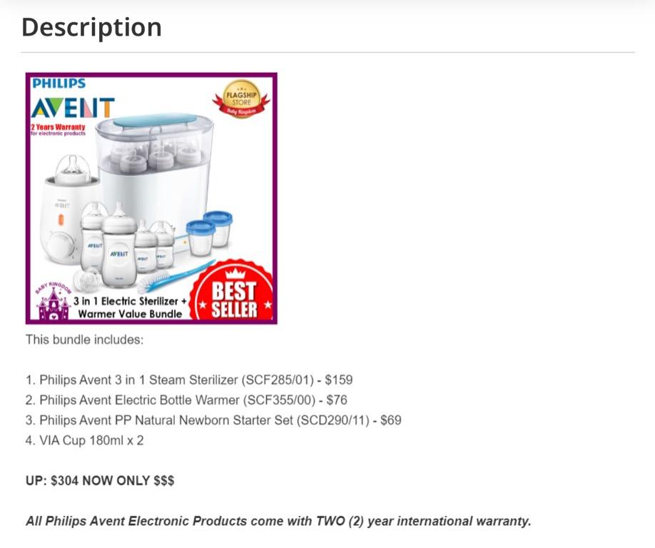 avent set with sterilizer and bottle warmer