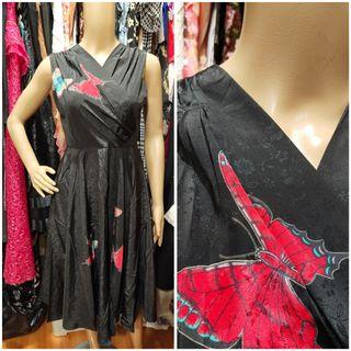 PL IMPORT DRESS HITAM BUTTERFLY VINTAGE DRESS WANITA MURAH BAGUS