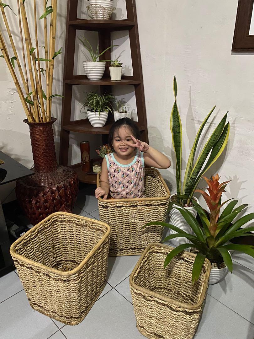 Planters Basket (Category: Laundry Baskets) located in Marikina City. Submitted by thecraftyhomebyelisha (Listing ID 1042338626, Image 3). Description: 🌿PLANTERS BASKET FOR SALE🌿 SET D (Biggest Planter, can fit your makukulit na bulilit) 🥰 Calling all plant lovers 💚 These were locally handmade by our weavers from Pangasinan 😍 Open for Pre-order Dimensions: upper diameter x bottom diameter x height in inches Small: 11x9x11 Medium: 13x11x13 La