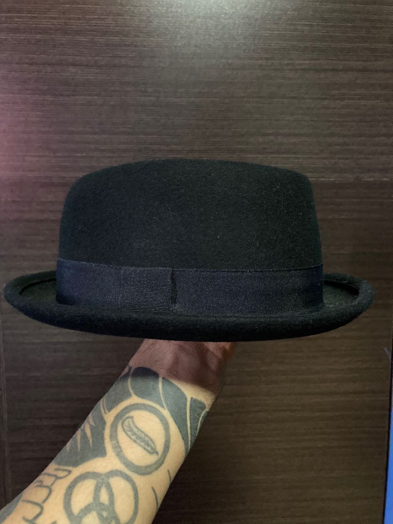 Black felt pork pie hat Clearance