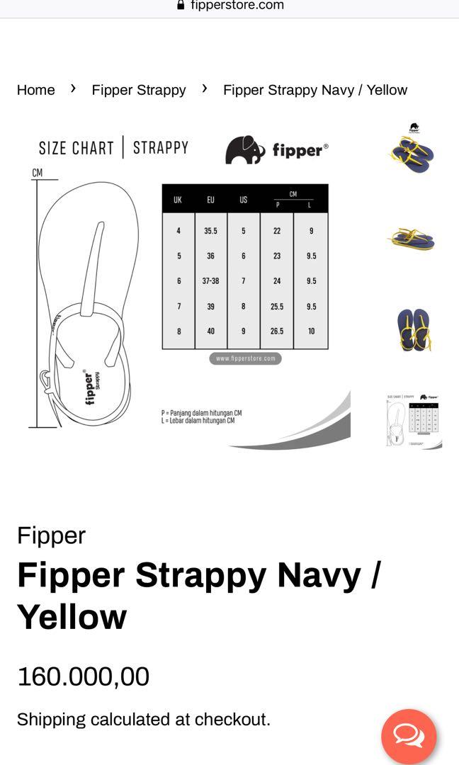 Size chart fipper hotsell strappy