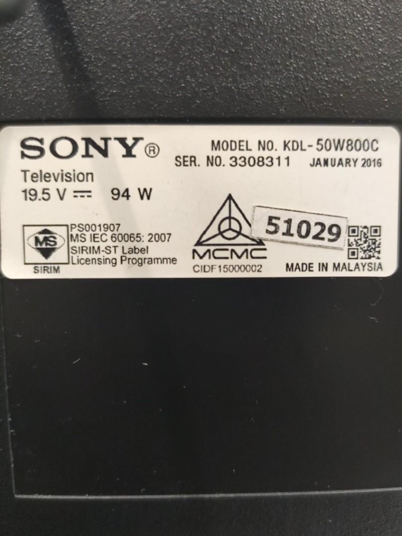 Sony Bravia KDL50W800C 50" Smart TV in Bad Screen Display Condition
