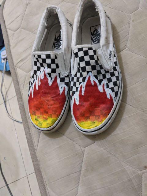 Fire checkered vans clearance