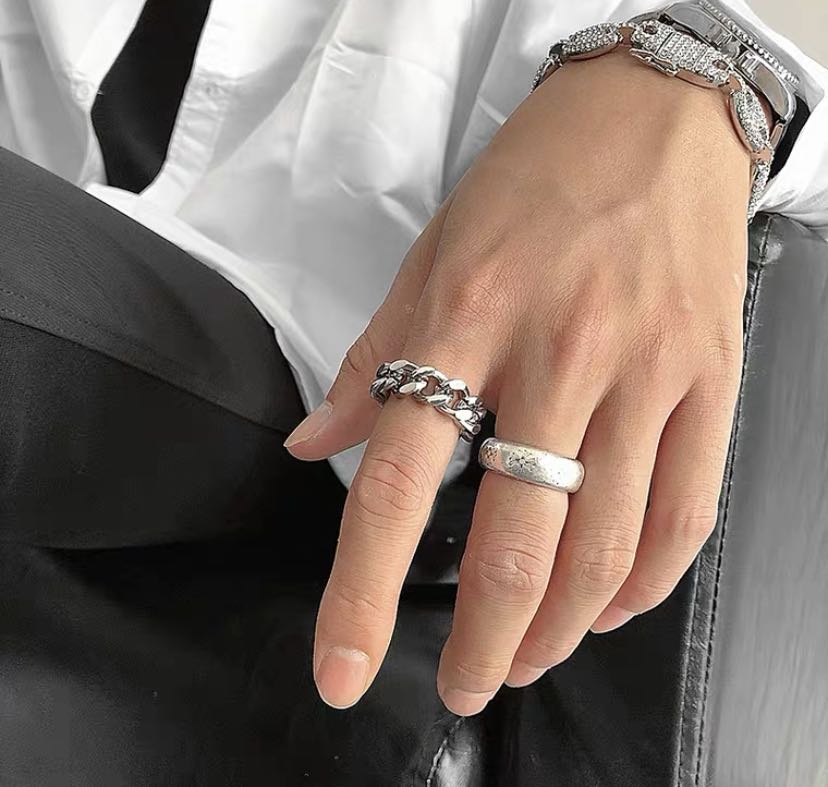 Vintage Minimal Men Silver Chain Ring Men S Fashion Accessories Others On Carousell
