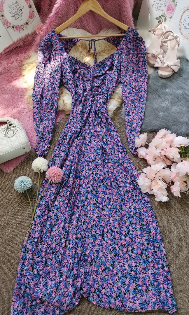 Zara Purple Floral Dress, Women's ...