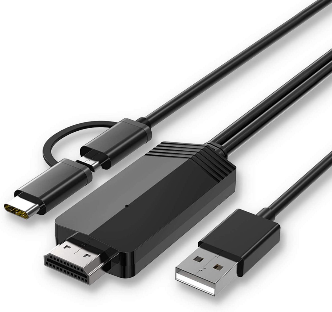 2in1 USB Type C/Micro USB to HDMI Cable, Weton MHL to HDMI Adapter 1080P HD HDTV Mirroring
